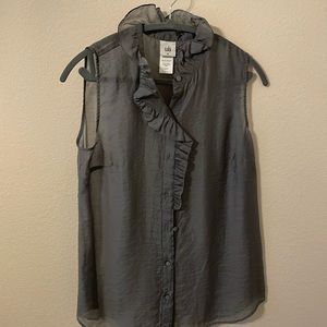 Cabi Fall 2023 gray poly blouse top size M